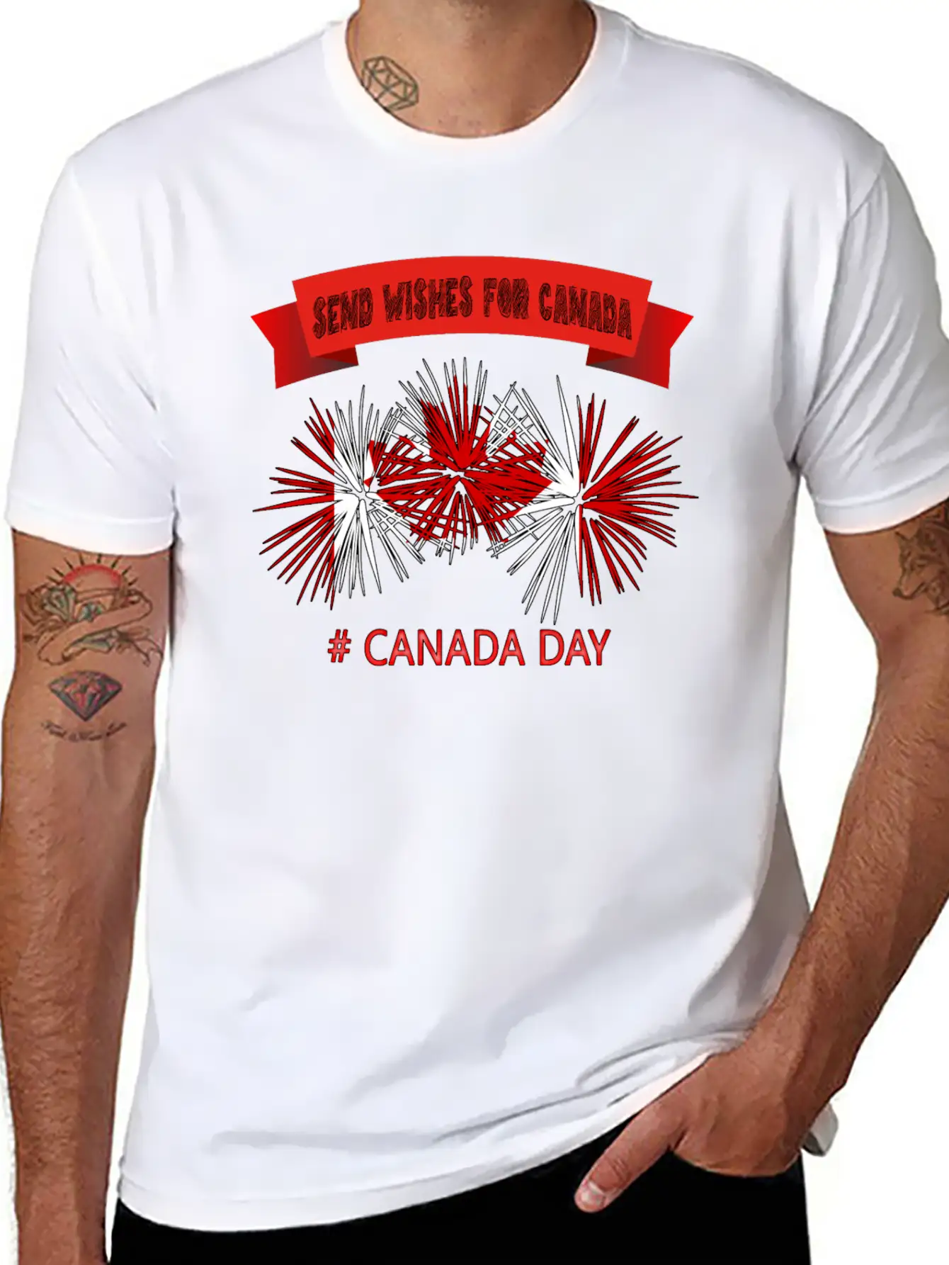 SEND WISHES FOR CANADA – CANADA DAY Unisex Short Sleeve Soft Cotton T-Shirt – Casual Everyday Wear