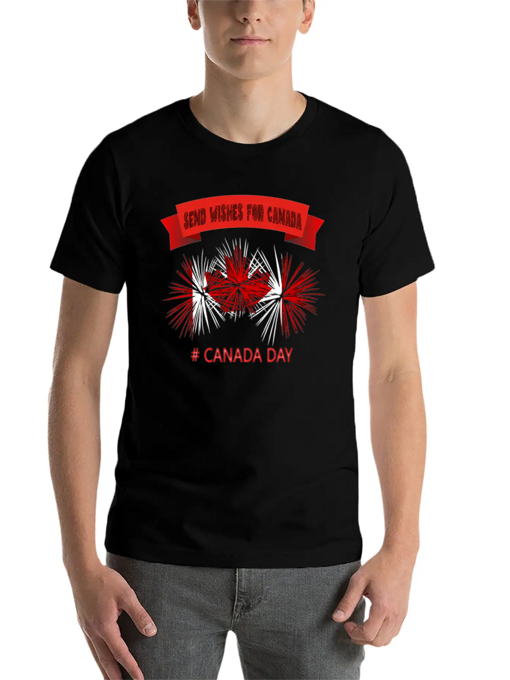 SEND WISHES FOR CANADA – CANADA DAY Unisex Short Sleeve Soft Cotton T-Shirt – Casual Everyday Wear
