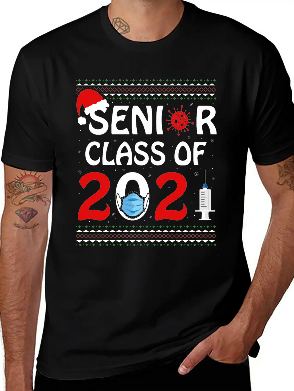 Senior Class Of 2021 Christmas Tshirt Unisex Short Sleeve Soft Cotton T-Shirt – Casual Everyday Wear