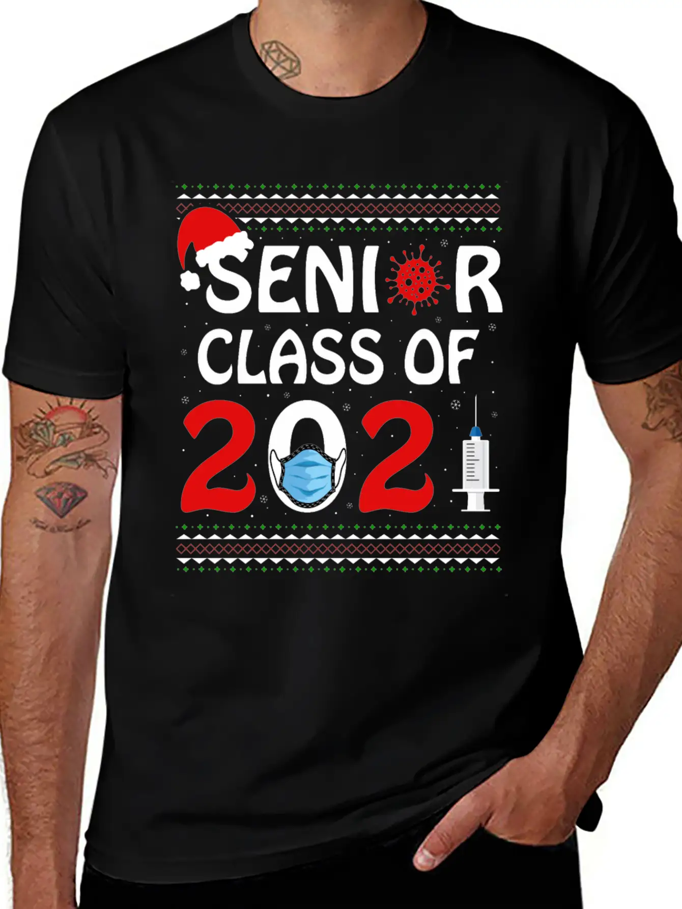 Senior Class Of 2021 Christmas Tshirt Unisex Short Sleeve Soft Cotton T-Shirt – Casual Everyday Wear