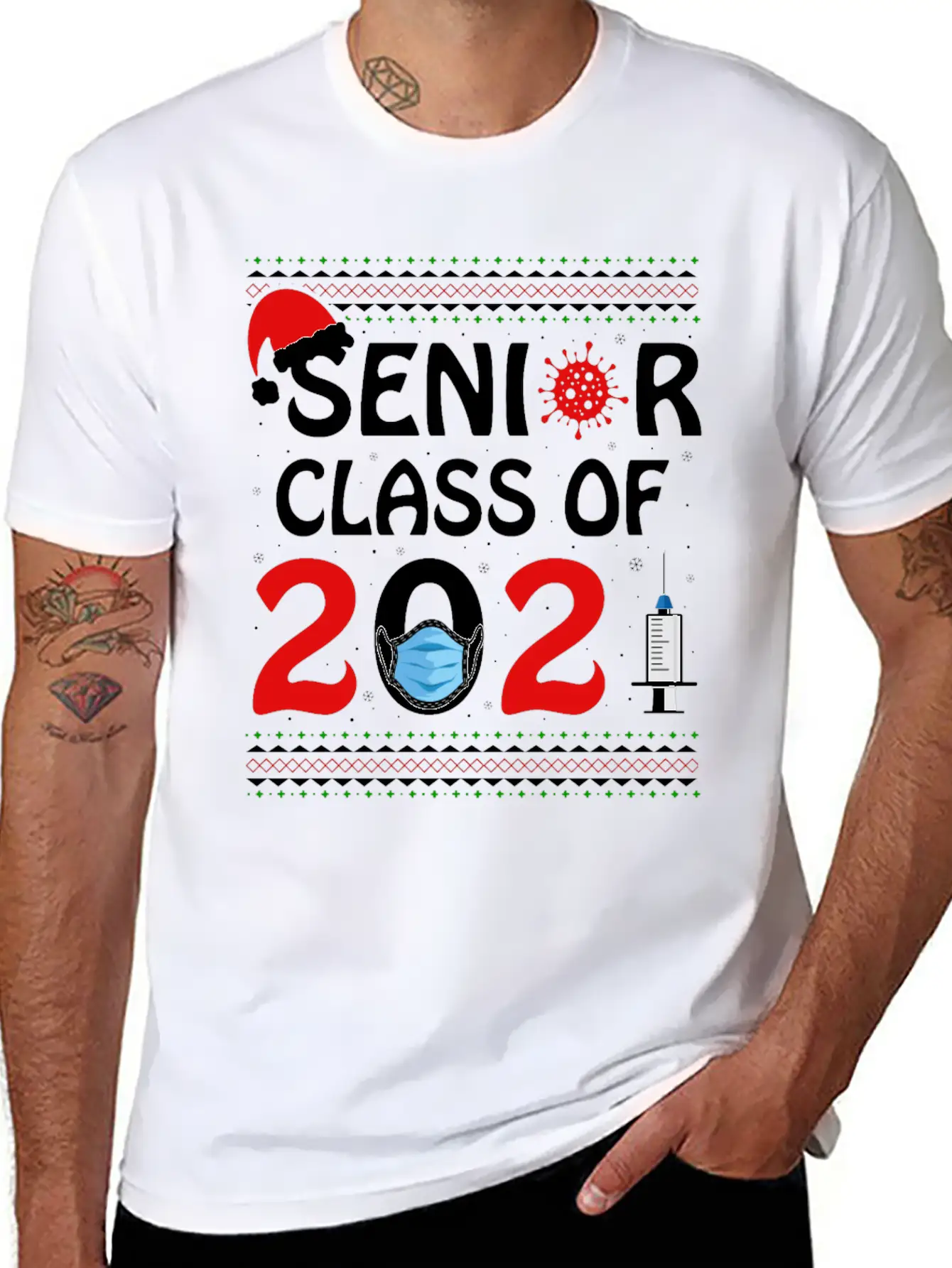 Senior Class Of 2021 Christmas Tshirt Unisex Short Sleeve Soft Cotton T-Shirt – Casual Everyday Wear