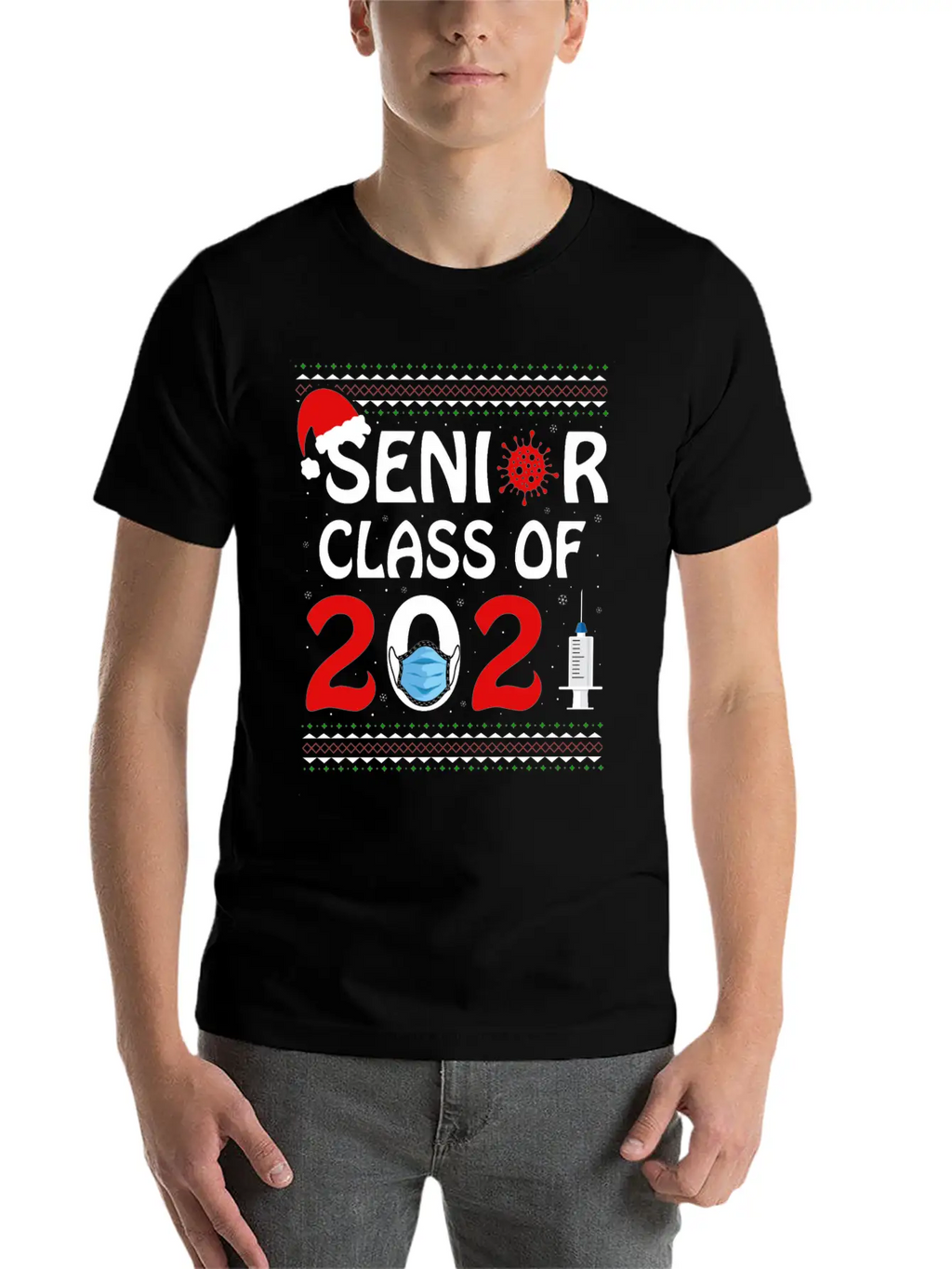 Senior Class Of 2021 Christmas Tshirt Unisex Short Sleeve Soft Cotton T-Shirt – Casual Everyday Wear