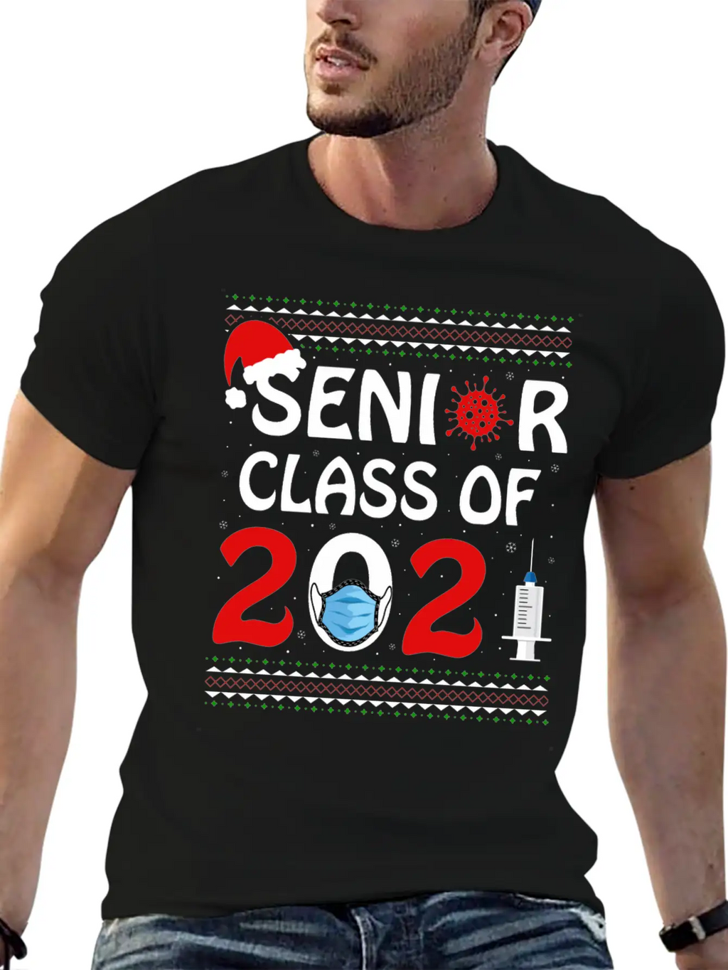Senior Class Of 2021 Christmas Tshirt Unisex Short Sleeve Soft Cotton T-Shirt – Casual Everyday Wear
