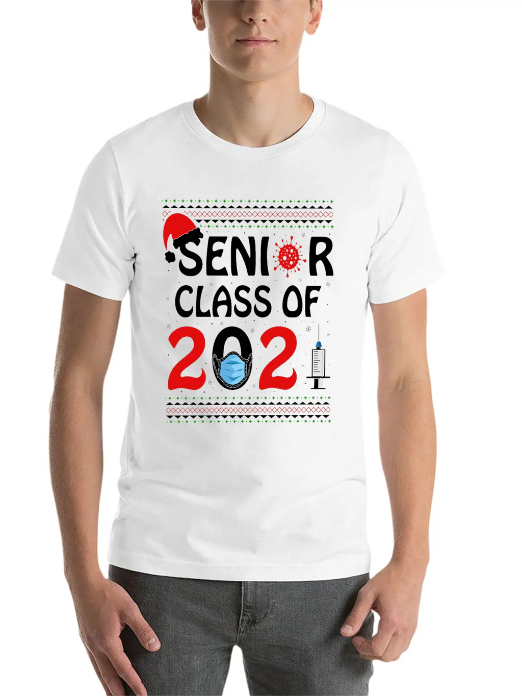 Senior Class Of 2021 Christmas Tshirt Unisex Short Sleeve Soft Cotton T-Shirt – Casual Everyday Wear