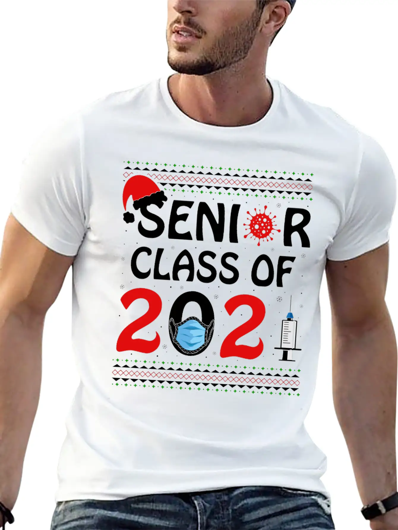 Senior Class Of 2021 Christmas Tshirt Unisex Short Sleeve Soft Cotton T-Shirt – Casual Everyday Wear