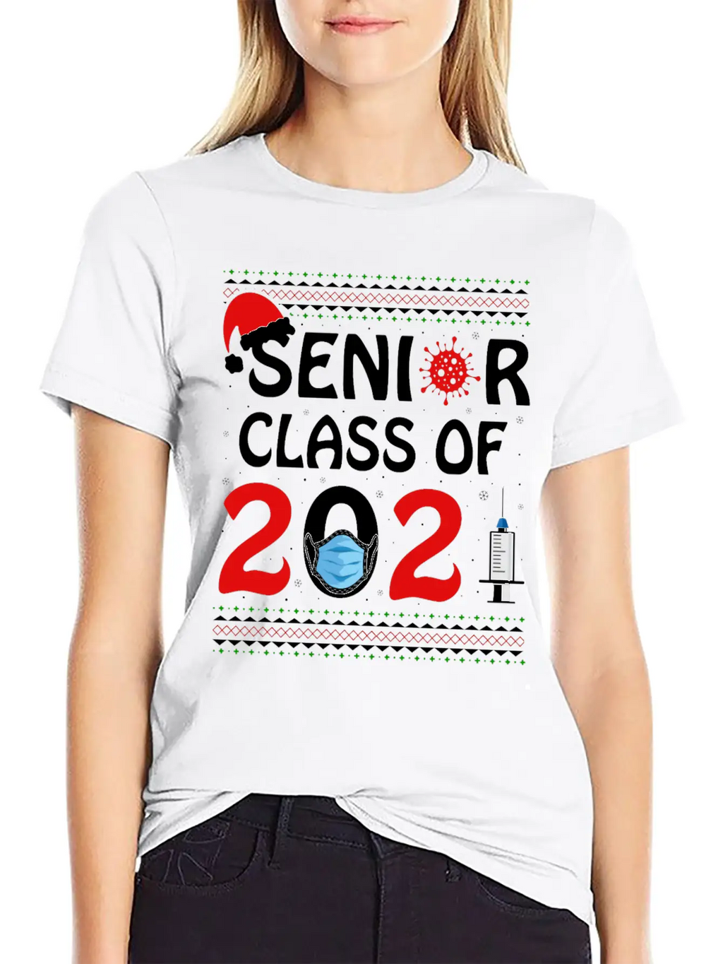 Senior Class Of 2021 Christmas Tshirt Unisex Short Sleeve Soft Cotton T-Shirt – Casual Everyday Wear