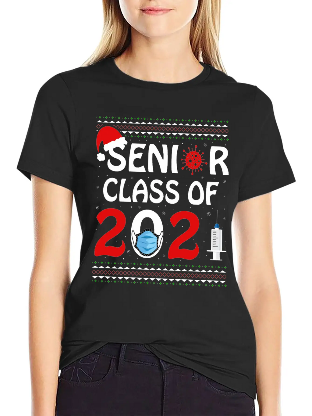 Senior Class Of 2021 Christmas Tshirt Unisex Short Sleeve Soft Cotton T-Shirt – Casual Everyday Wear