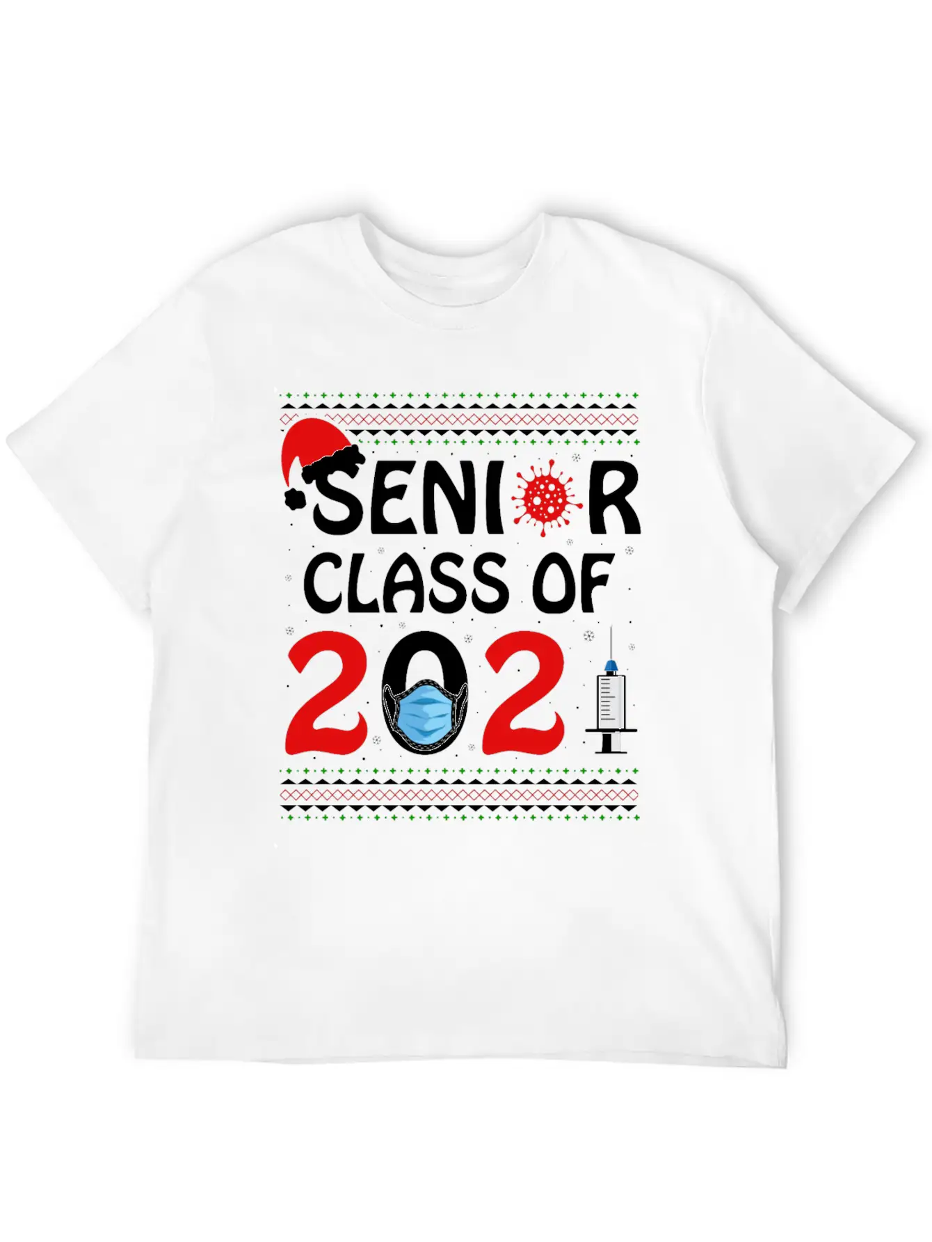 Senior Class Of 2021 Christmas Tshirt Unisex Short Sleeve Soft Cotton T-Shirt – Casual Everyday Wear