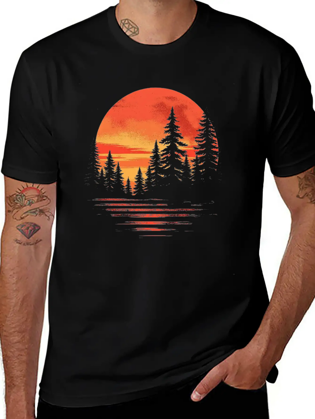 Serene Forest Sunset Unisex Casual T-Shirt – Clean Design For Daily Comfort