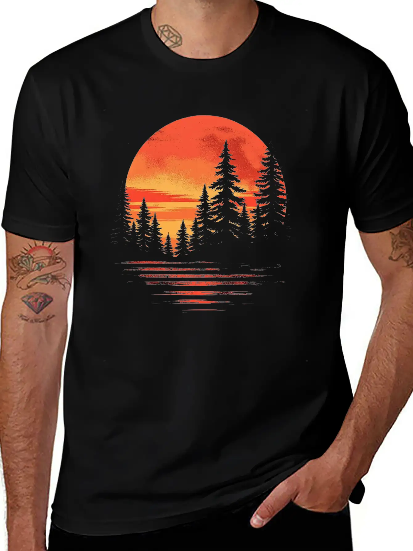 Serene Forest Sunset Unisex Casual T-Shirt – Clean Design For Daily Comfort