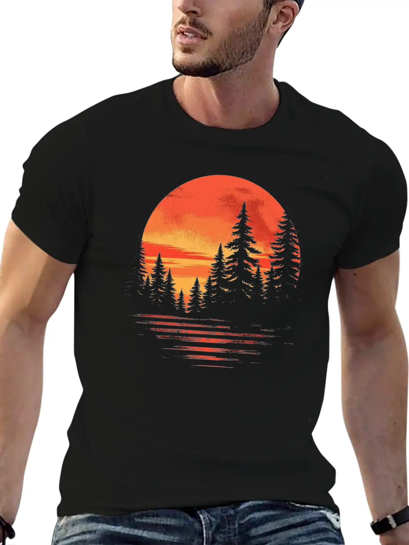 Serene Forest Sunset Unisex Casual T-Shirt – Clean Design For Daily Comfort