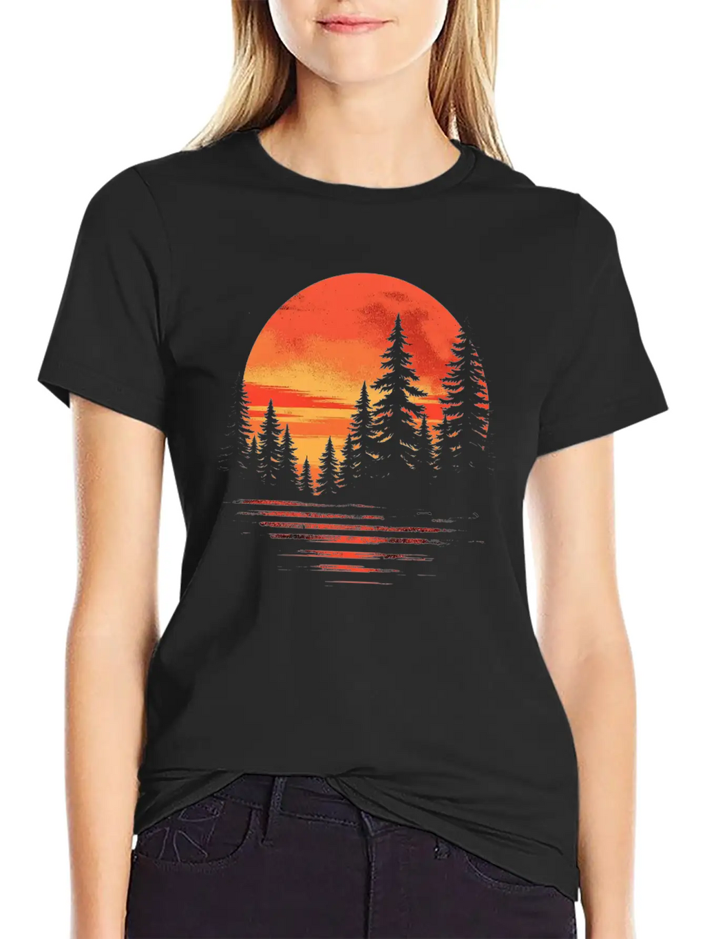 Serene Forest Sunset Unisex Casual T-Shirt – Clean Design For Daily Comfort