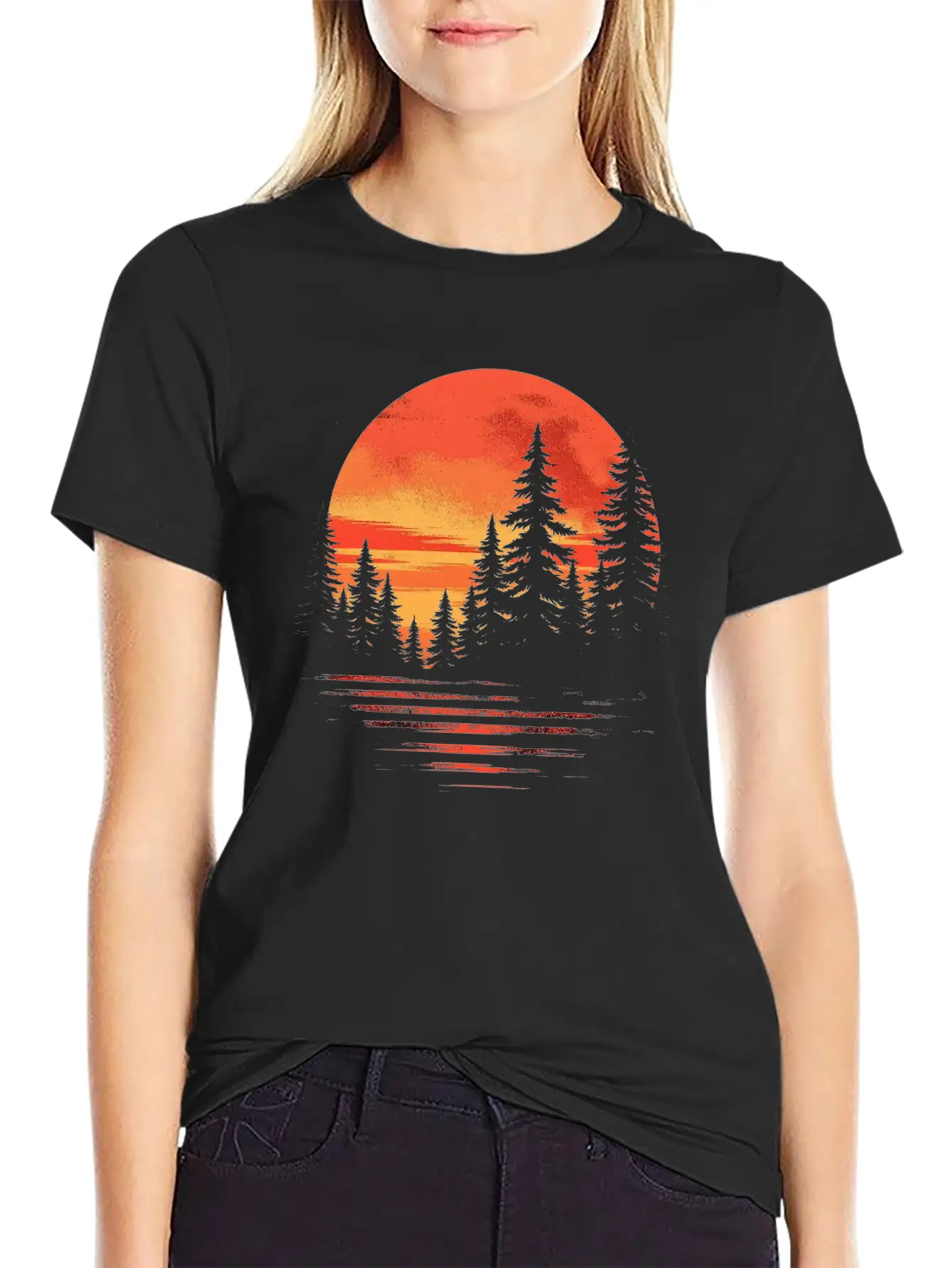 Serene Forest Sunset Unisex Casual T-Shirt – Clean Design For Daily Comfort