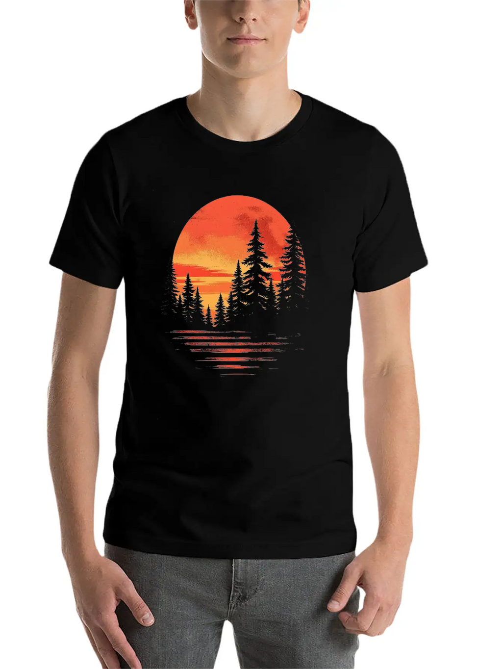 Serene Forest Sunset Unisex Casual T-Shirt – Clean Design For Daily Comfort