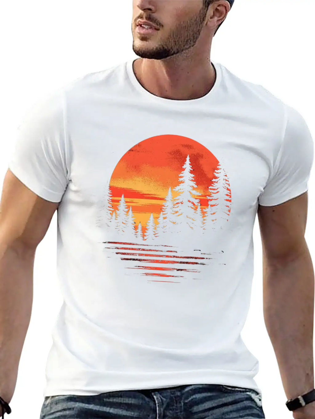 Serene Forest Sunset Unisex Casual T-Shirt – Clean Design For Daily Comfort