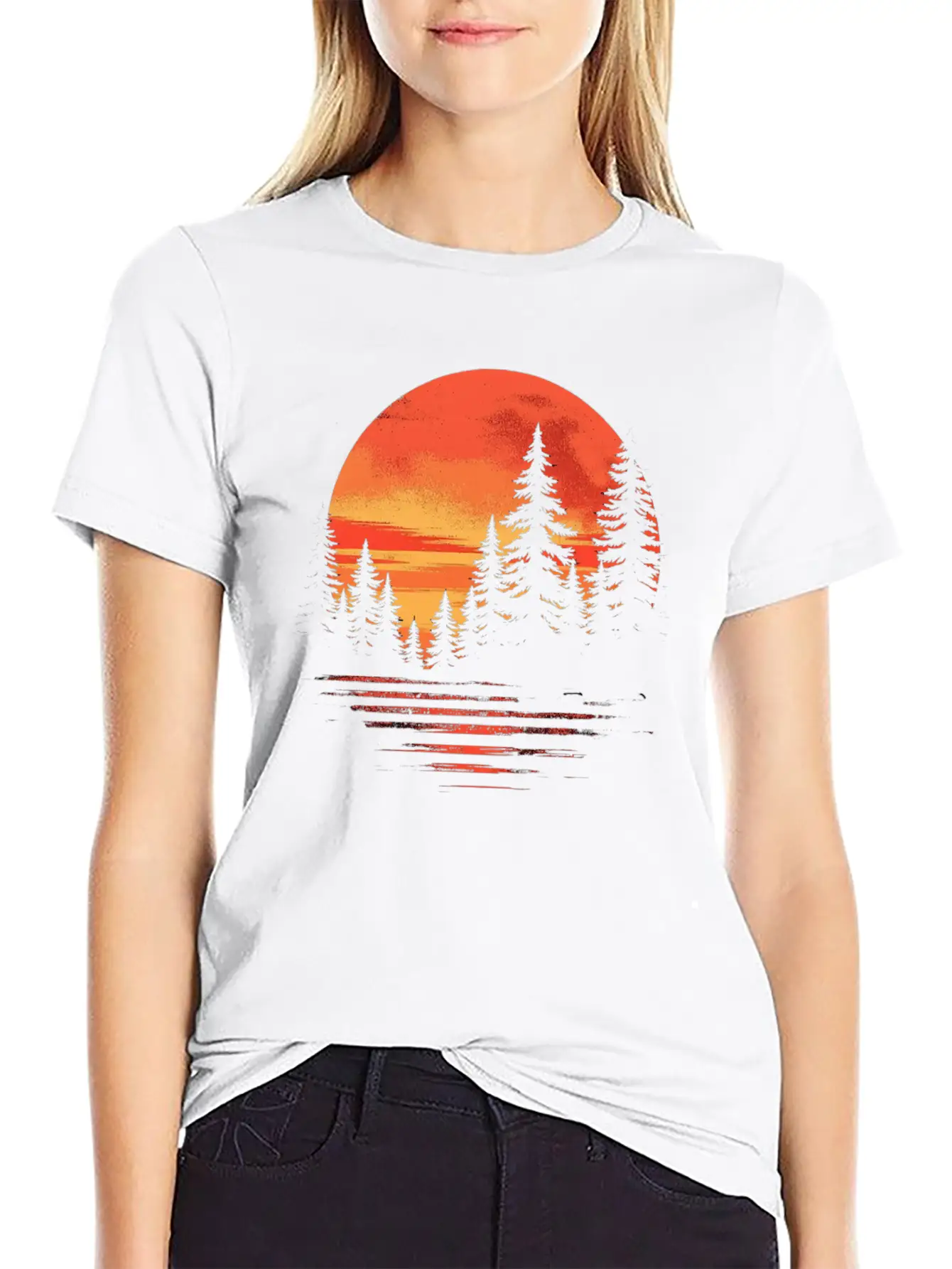 Serene Forest Sunset Unisex Casual T-Shirt – Clean Design For Daily Comfort
