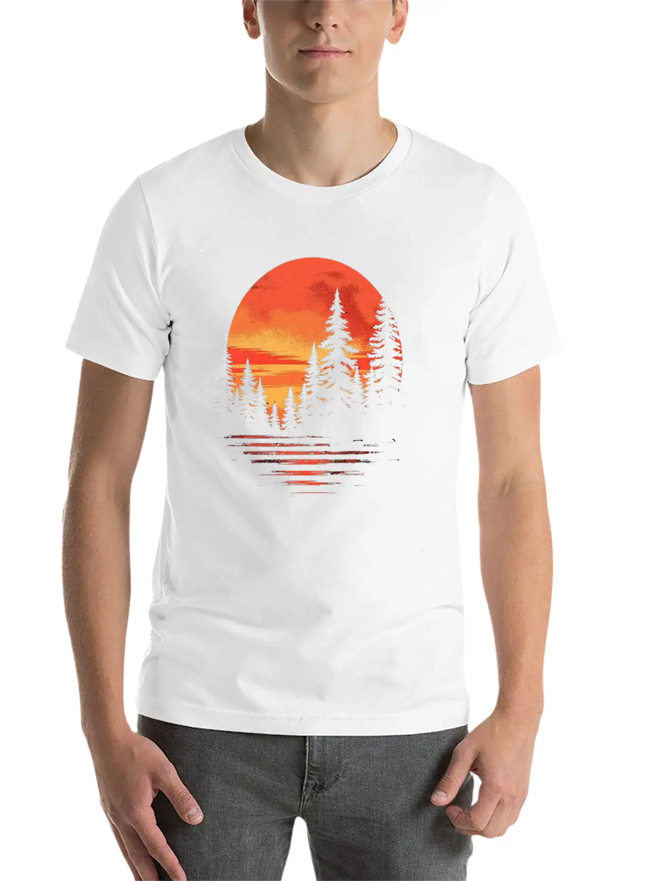 Serene Forest Sunset Unisex Casual T-Shirt – Clean Design For Daily Comfort