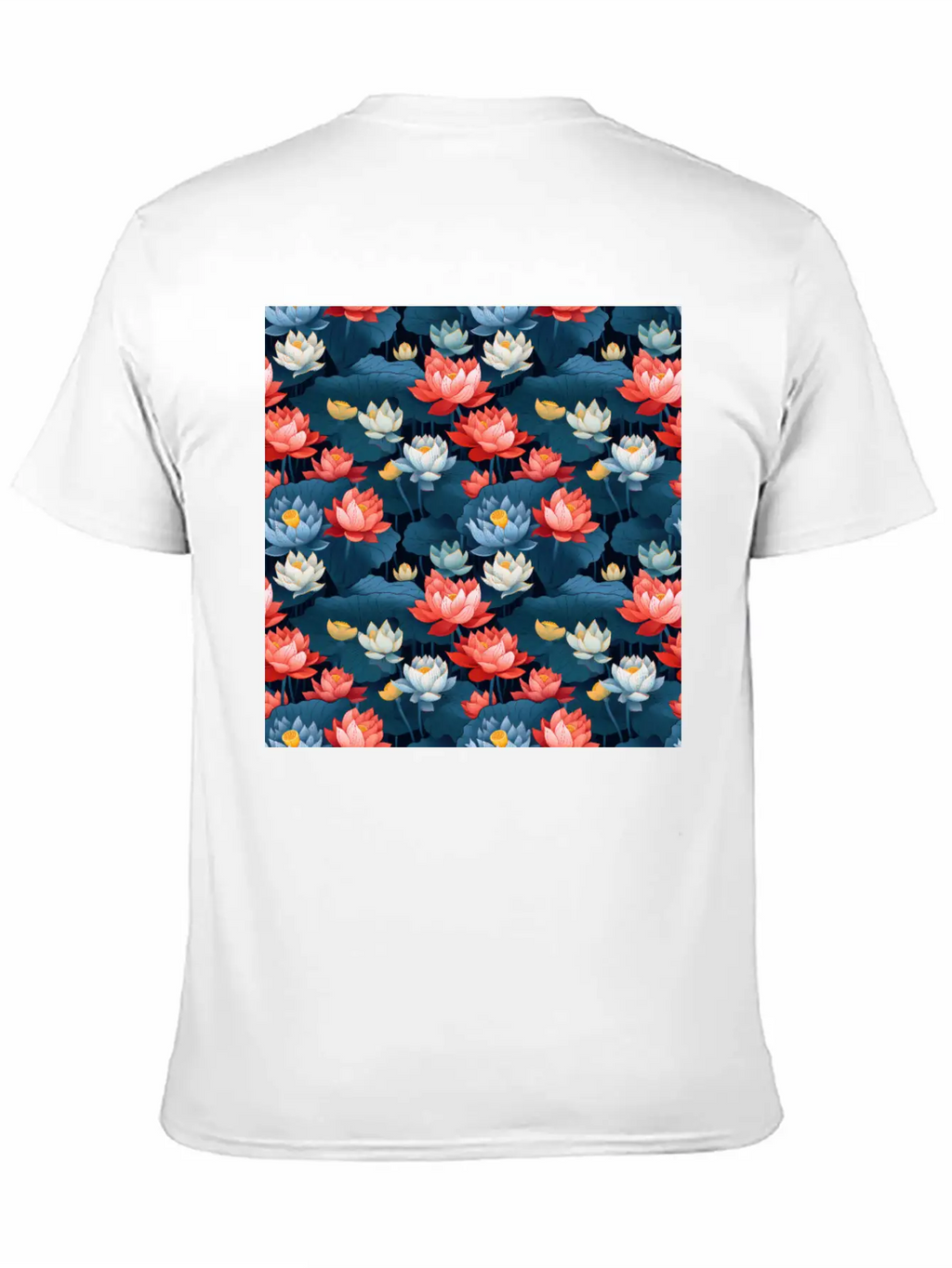 Serenity Blooms: Timeless Lotus Flower Pattern Essential Cotton Tee For Daily Outfits – Unisex Style