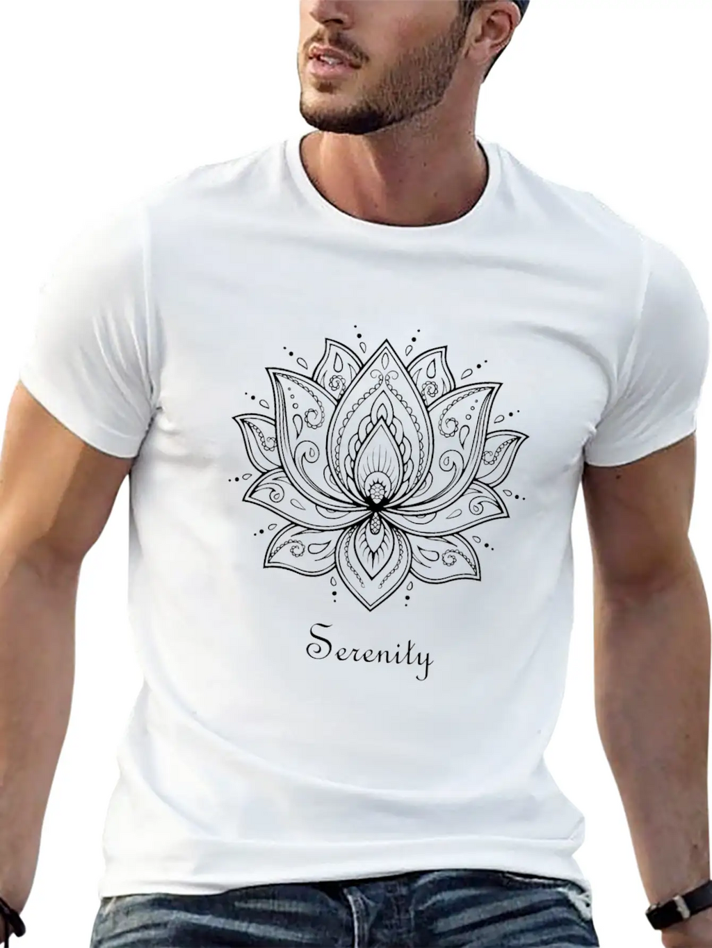 Serenity Lotus Flower Spiritual Yoga Meditation Breathable Soft Cotton T-Shirt – Timeless Casual Look