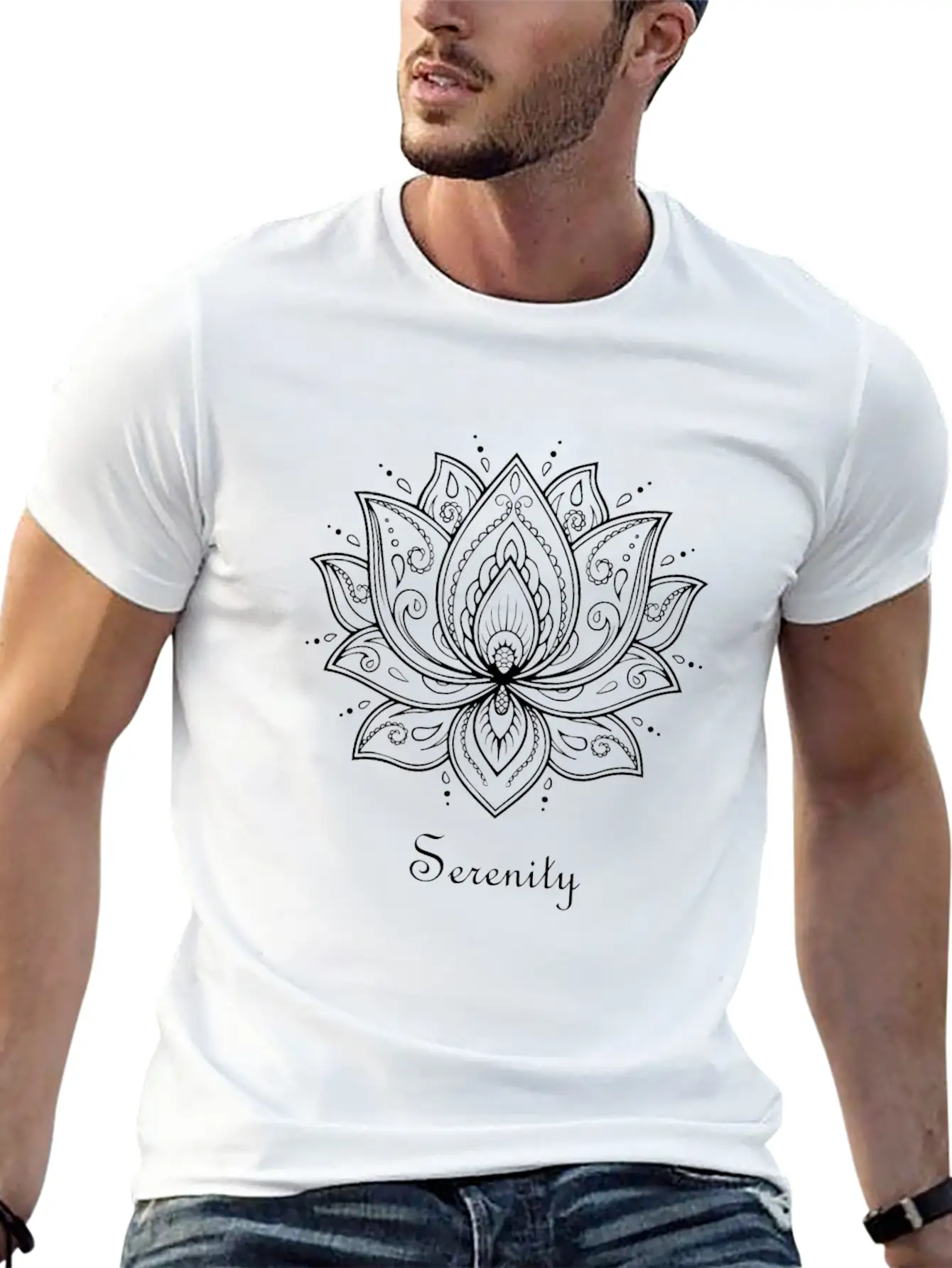 Serenity Lotus Flower Spiritual Yoga Meditation Breathable Soft Cotton T-Shirt – Timeless Casual Look