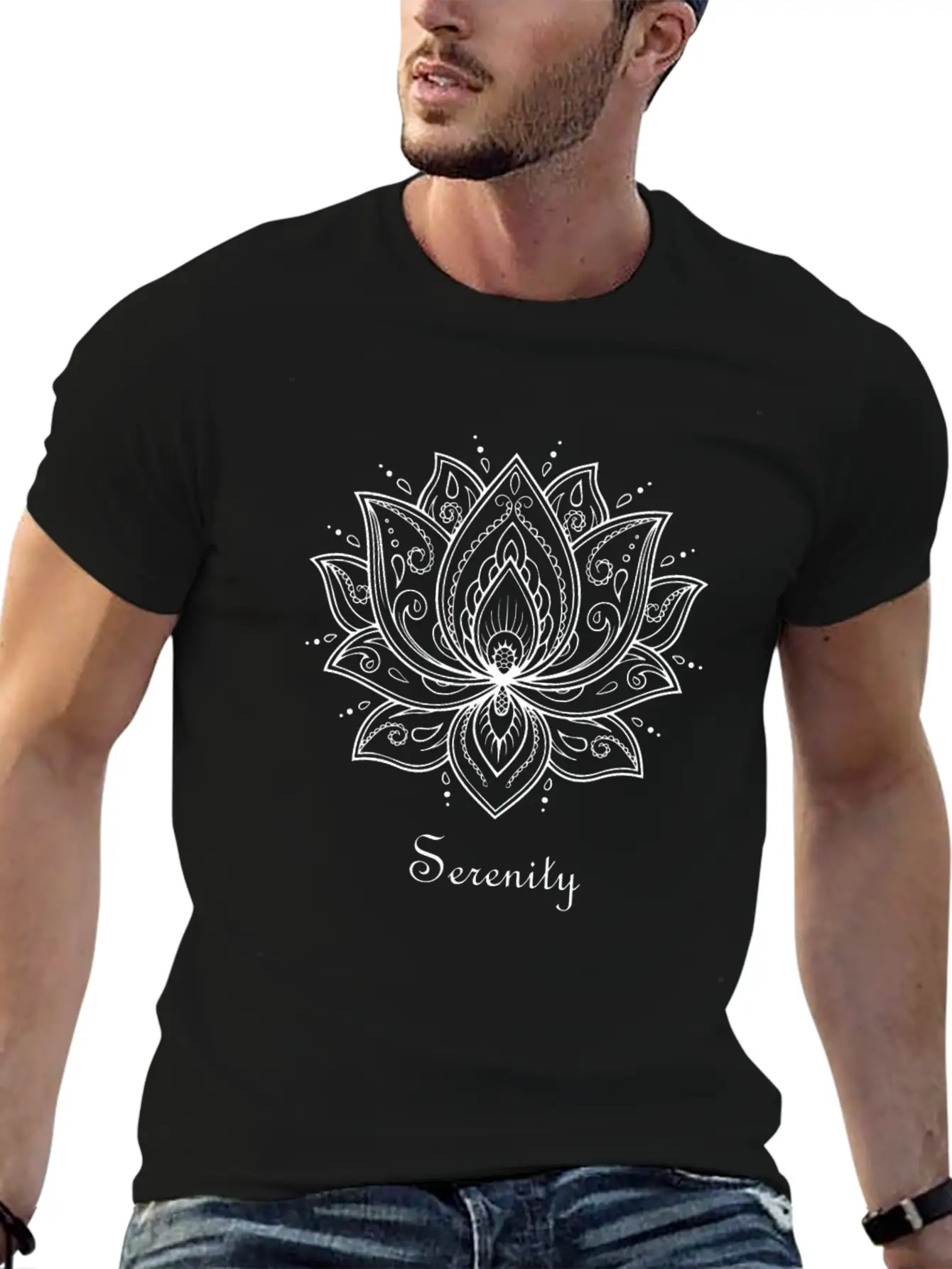 Serenity Lotus Flower Spiritual Yoga Meditation Breathable Soft Cotton T-Shirt – Timeless Casual Look
