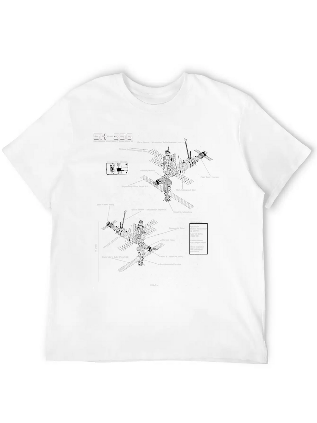 SH --- 356 Blueprint Spaceship Base Earth Unisex Short Sleeve Soft Cotton T-Shirt – Casual Everyday Wear