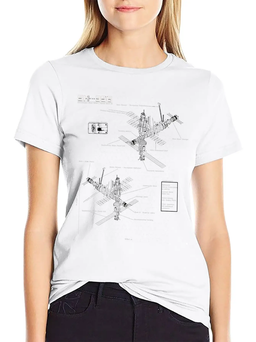 SH --- 356 Blueprint Spaceship Base Earth Unisex Short Sleeve Soft Cotton T-Shirt – Casual Everyday Wear