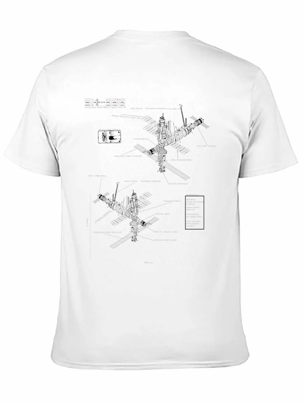 SH --- 356 Blueprint Spaceship Base Earth Unisex Short Sleeve Soft Cotton T-Shirt – Casual Everyday Wear