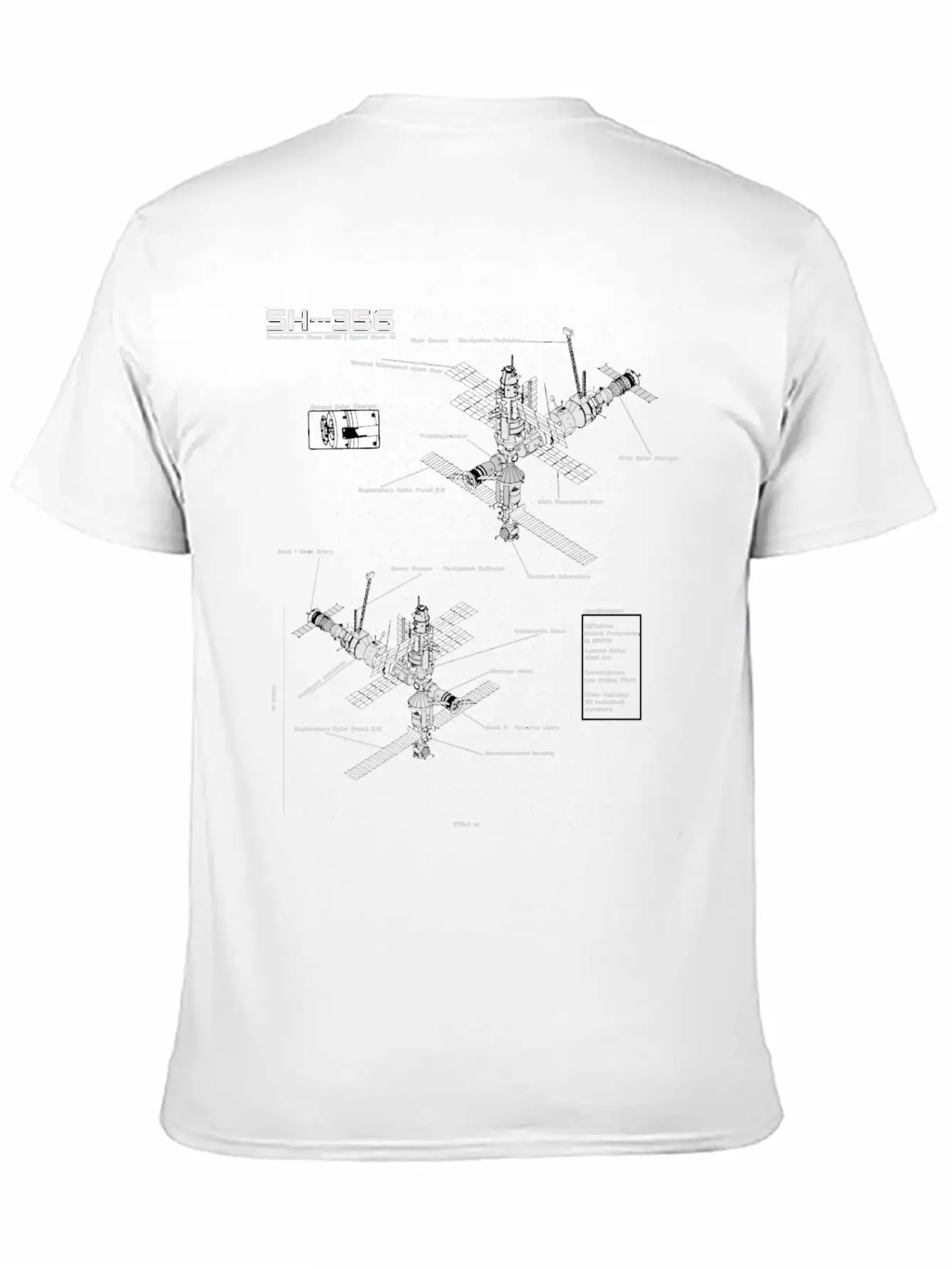 SH --- 356 Blueprint Spaceship Base Earth Unisex Short Sleeve Soft Cotton T-Shirt – Casual Everyday Wear