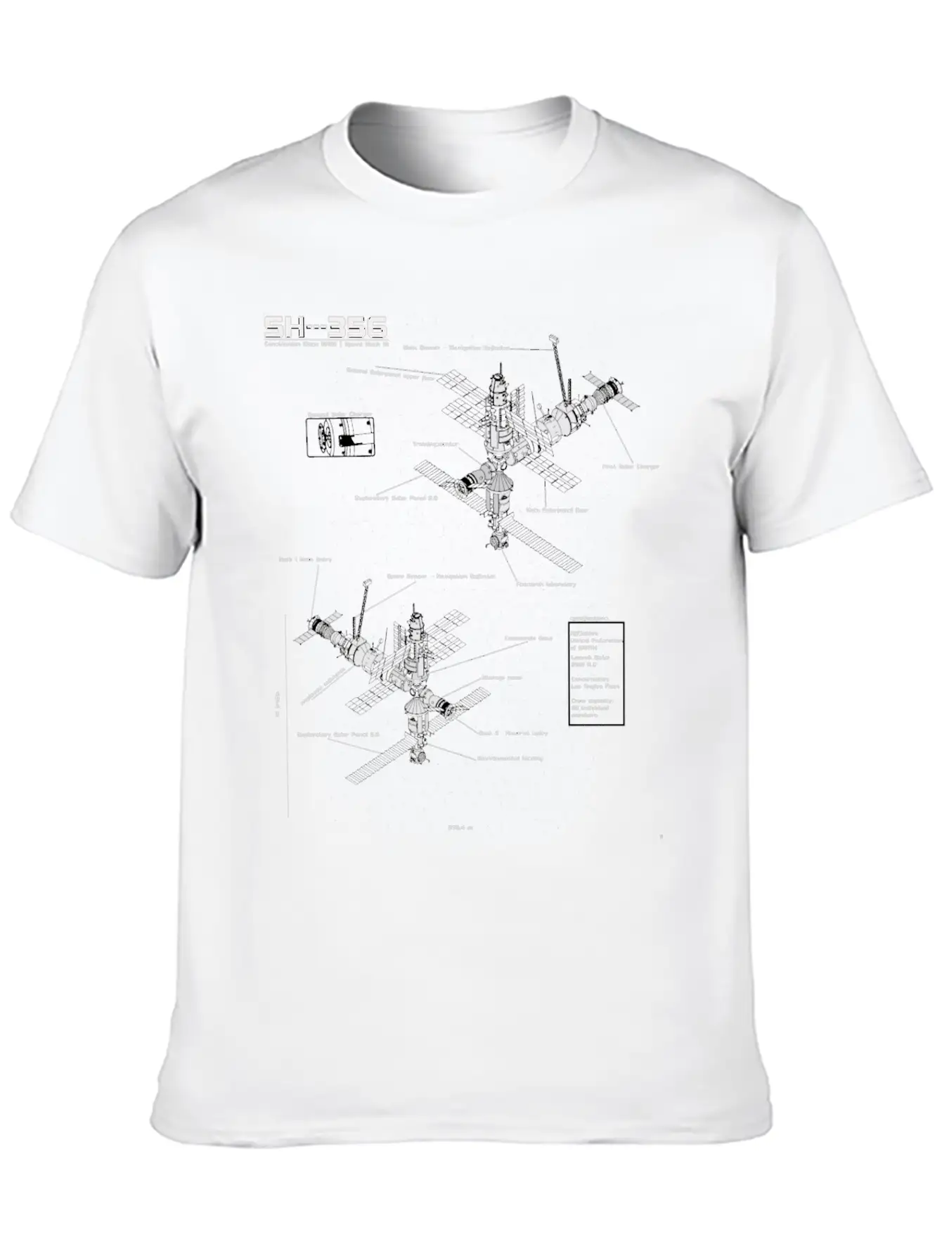 SH --- 356 Blueprint Spaceship Base Earth Unisex Short Sleeve Soft Cotton T-Shirt – Casual Everyday Wear