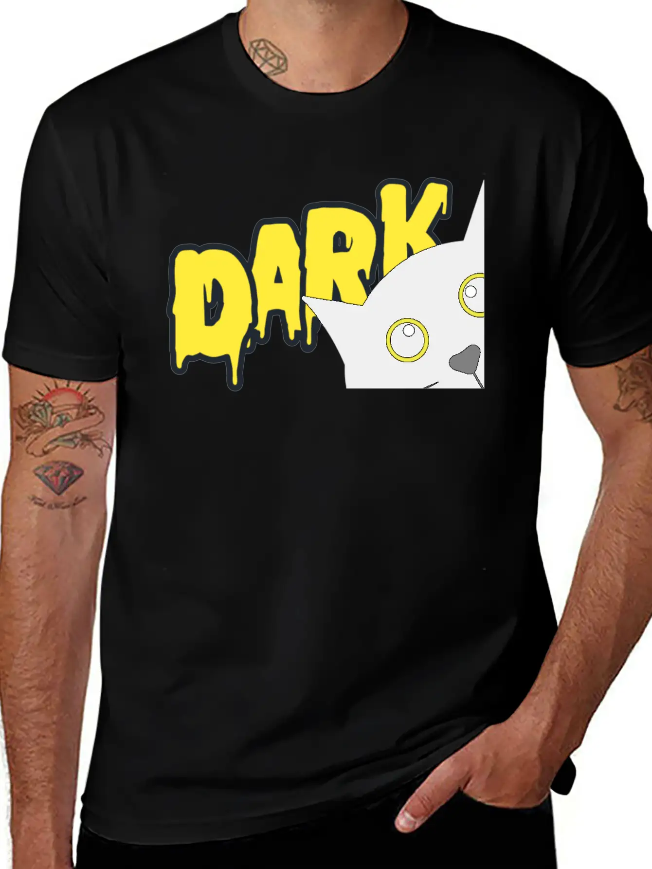 "Shadowed Cat: Embrace The Mystery" Casual Graphic T-Shirt – Simple And Comfortable Daily Wear