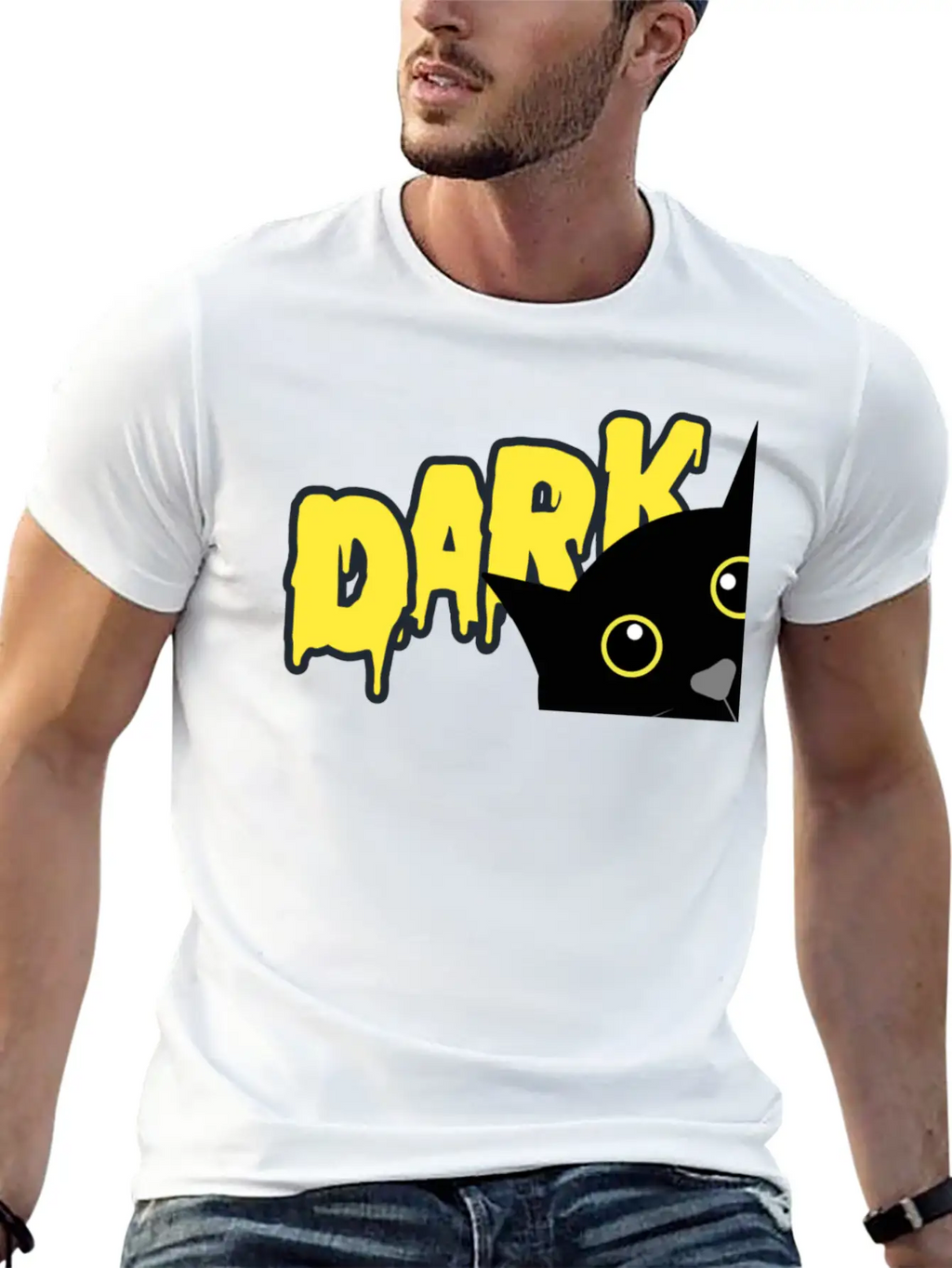 "Shadowed Cat: Embrace The Mystery" Casual Graphic T-Shirt – Simple And Comfortable Daily Wear
