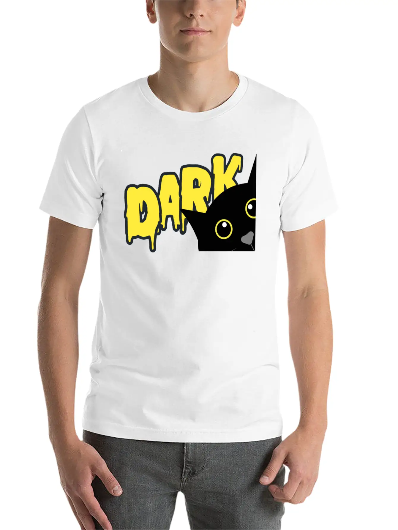 "Shadowed Cat: Embrace The Mystery" Casual Graphic T-Shirt – Simple And Comfortable Daily Wear