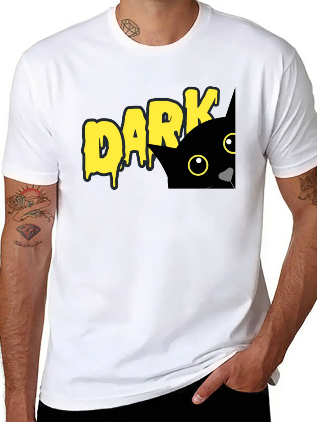 "Shadowed Cat: Embrace The Mystery" Casual Graphic T-Shirt – Simple And Comfortable Daily Wear
