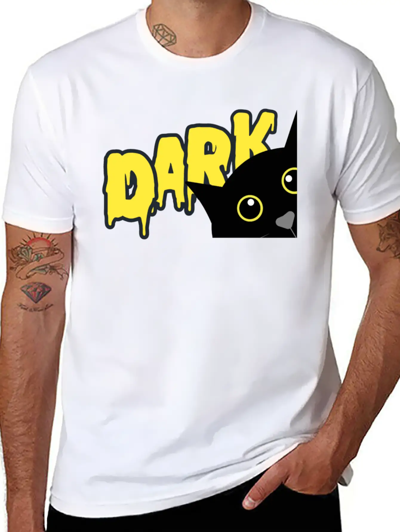 "Shadowed Cat: Embrace The Mystery" Casual Graphic T-Shirt – Simple And Comfortable Daily Wear
