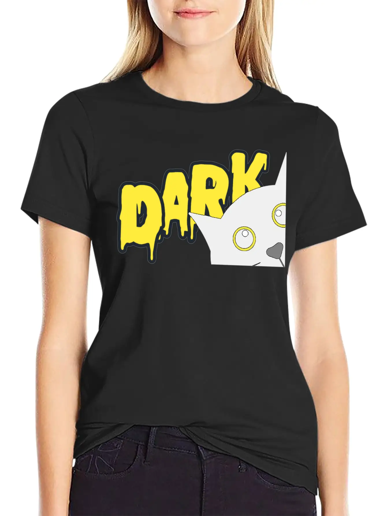 "Shadowed Cat: Embrace The Mystery" Casual Graphic T-Shirt – Simple And Comfortable Daily Wear