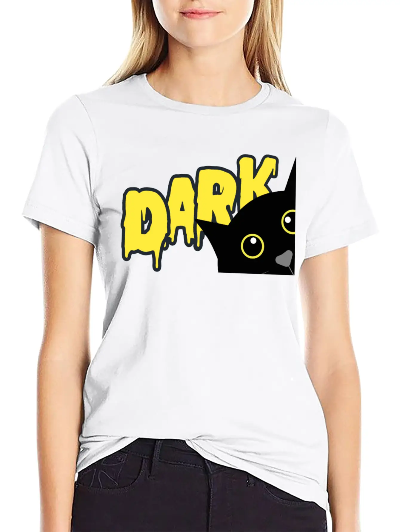 "Shadowed Cat: Embrace The Mystery" Casual Graphic T-Shirt – Simple And Comfortable Daily Wear