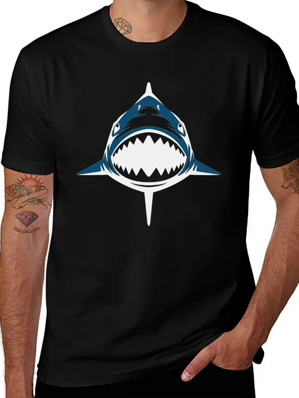 (shark) Breathable Soft Cotton T-Shirt – Timeless Casual Look