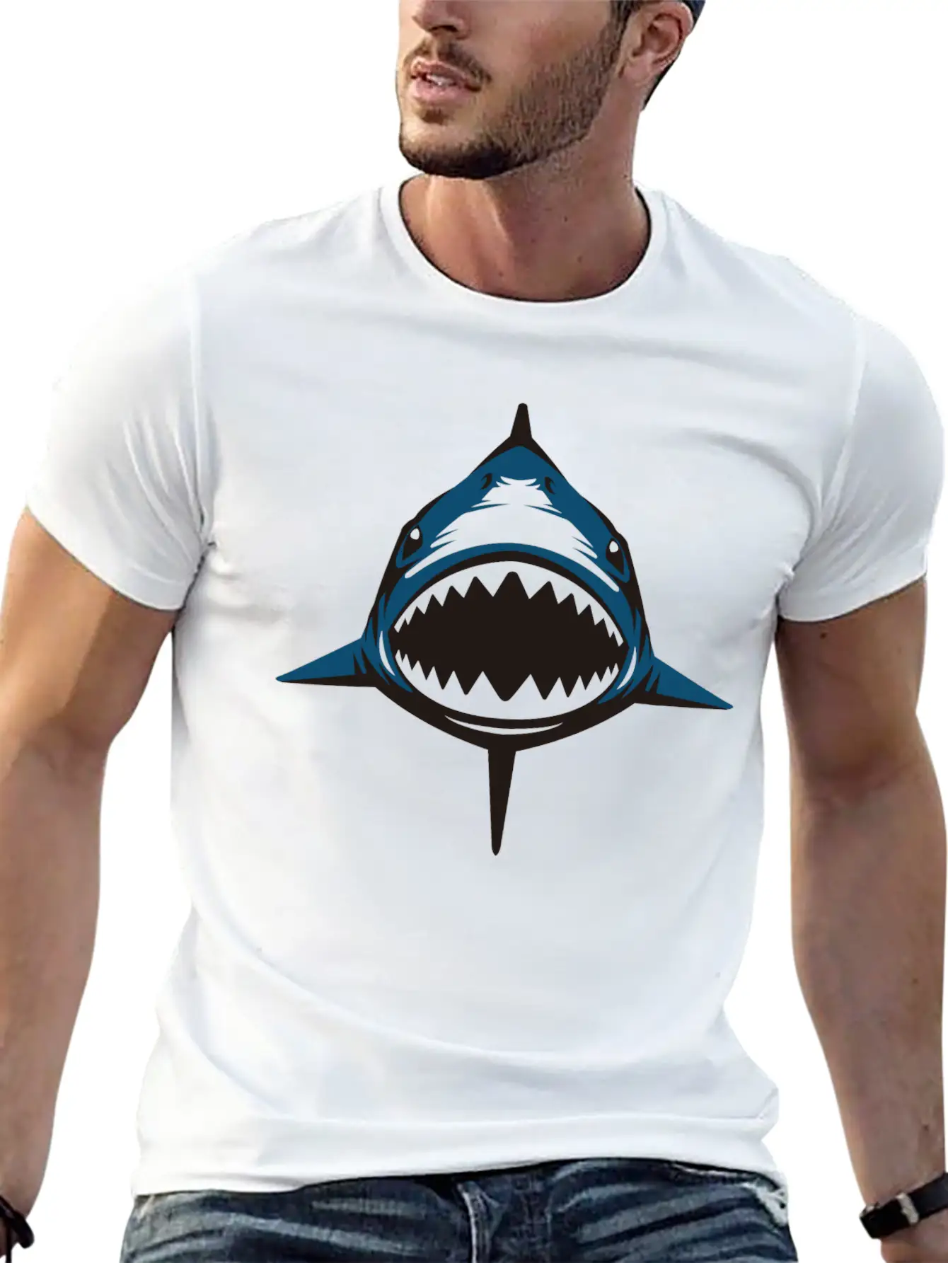 (shark) Breathable Soft Cotton T-Shirt – Timeless Casual Look