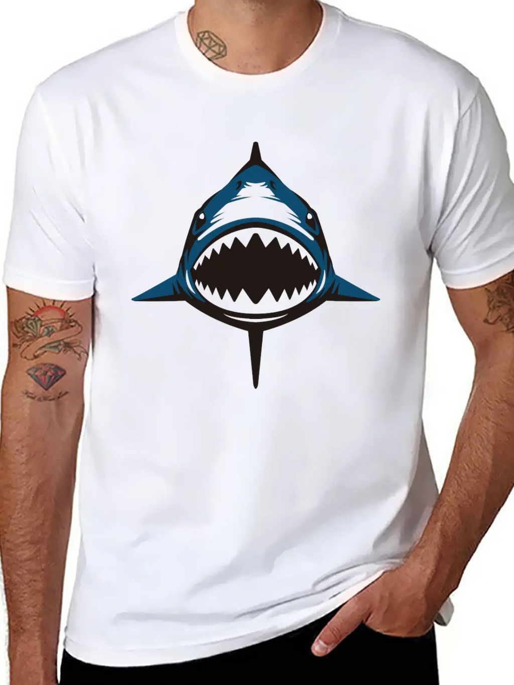 (shark) Breathable Soft Cotton T-Shirt – Timeless Casual Look