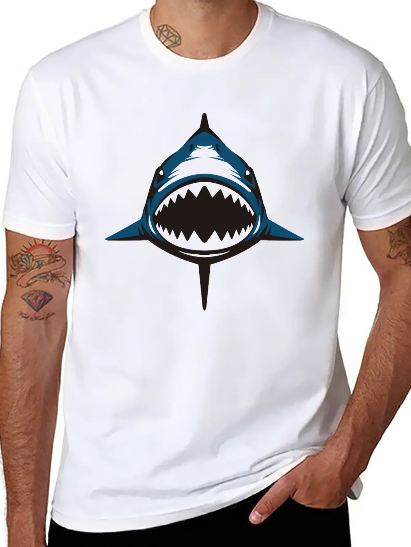 (shark) Breathable Soft Cotton T-Shirt – Timeless Casual Look