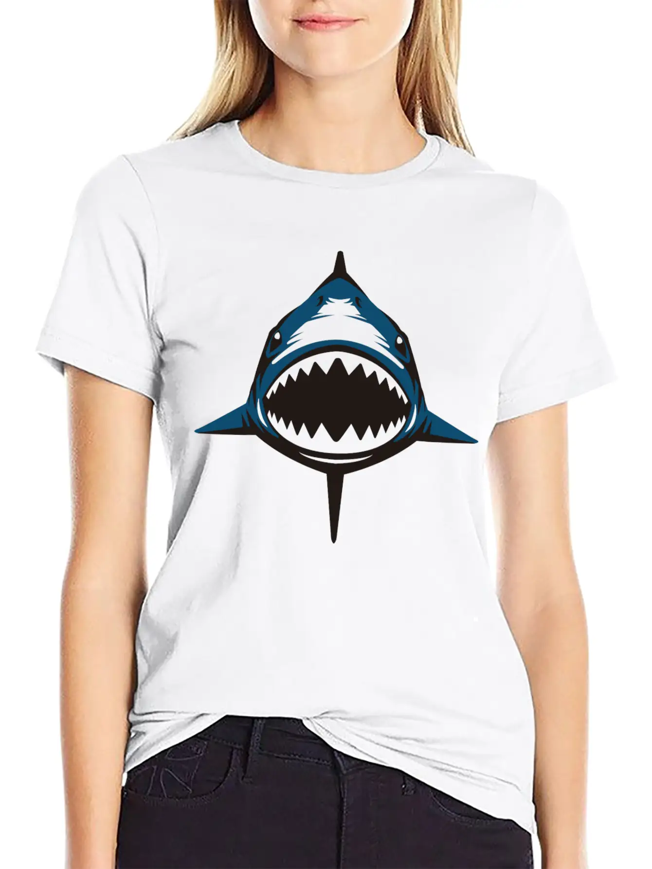 (shark) Breathable Soft Cotton T-Shirt – Timeless Casual Look