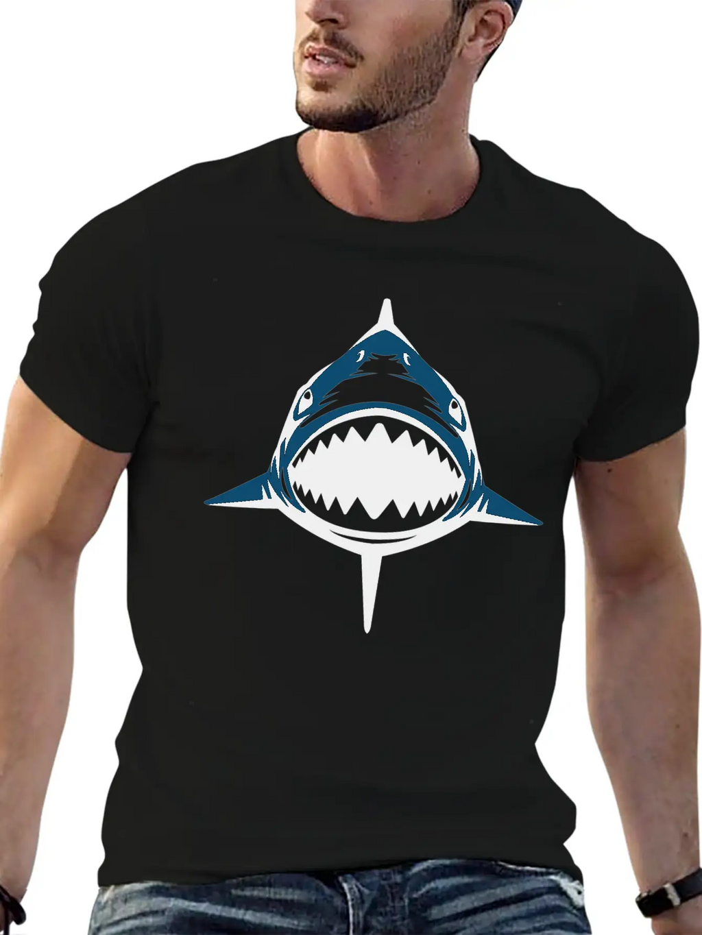 (shark) Breathable Soft Cotton T-Shirt – Timeless Casual Look