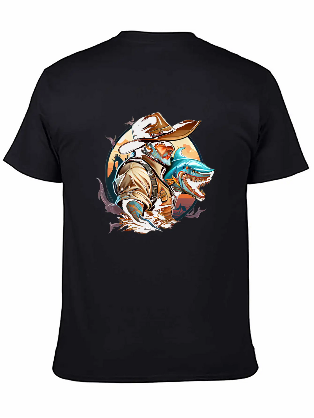 Shark Cowboy Stylish Everyday T-Shirt – Unisex Basic Cotton Tee