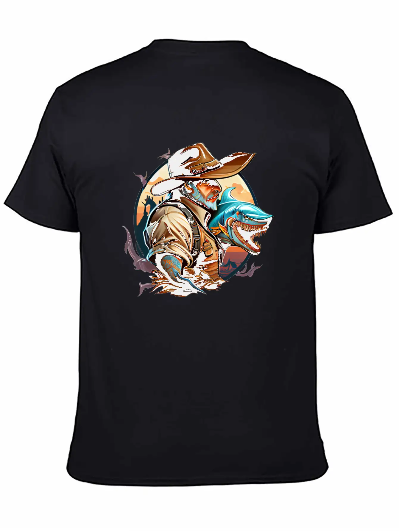 Shark Cowboy Stylish Everyday T-Shirt – Unisex Basic Cotton Tee