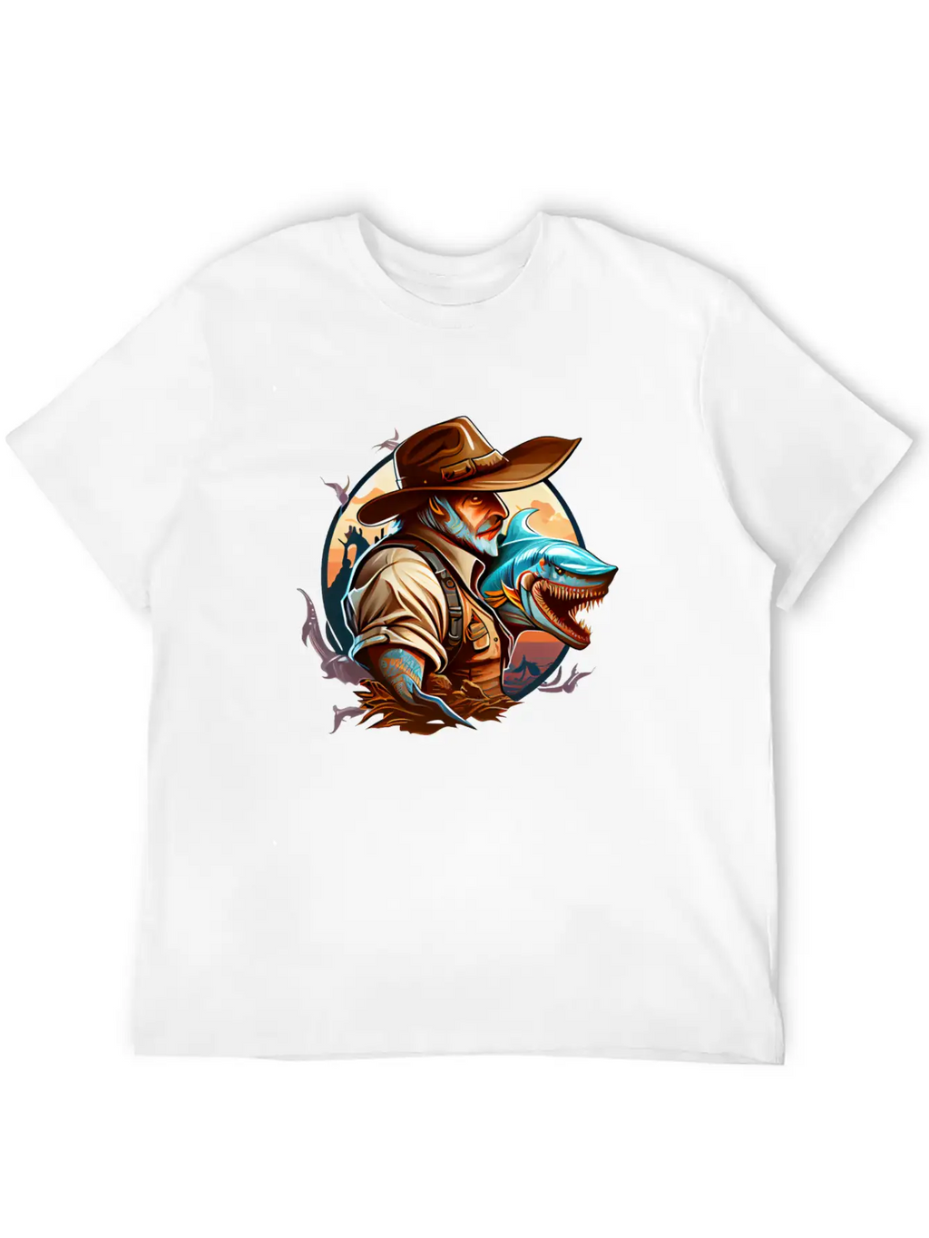 Shark Cowboy Stylish Everyday T-Shirt – Unisex Basic Cotton Tee