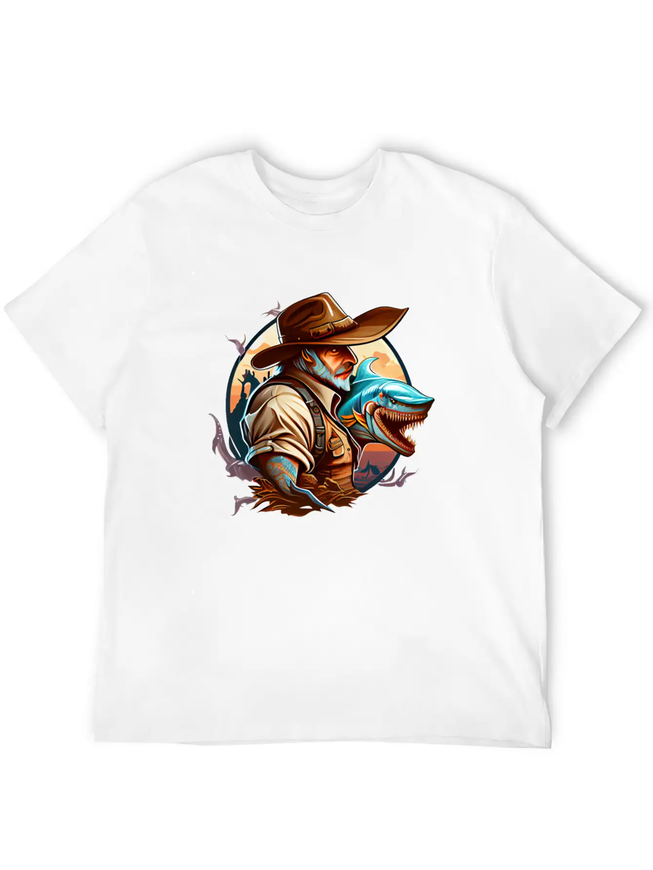 Shark Cowboy Stylish Everyday T-Shirt – Unisex Basic Cotton Tee