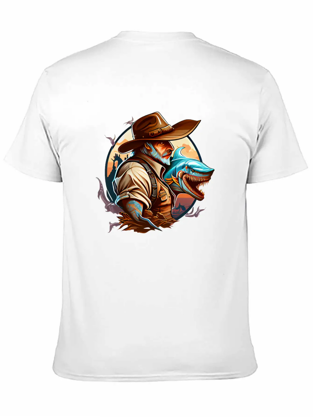 Shark Cowboy Stylish Everyday T-Shirt – Unisex Basic Cotton Tee