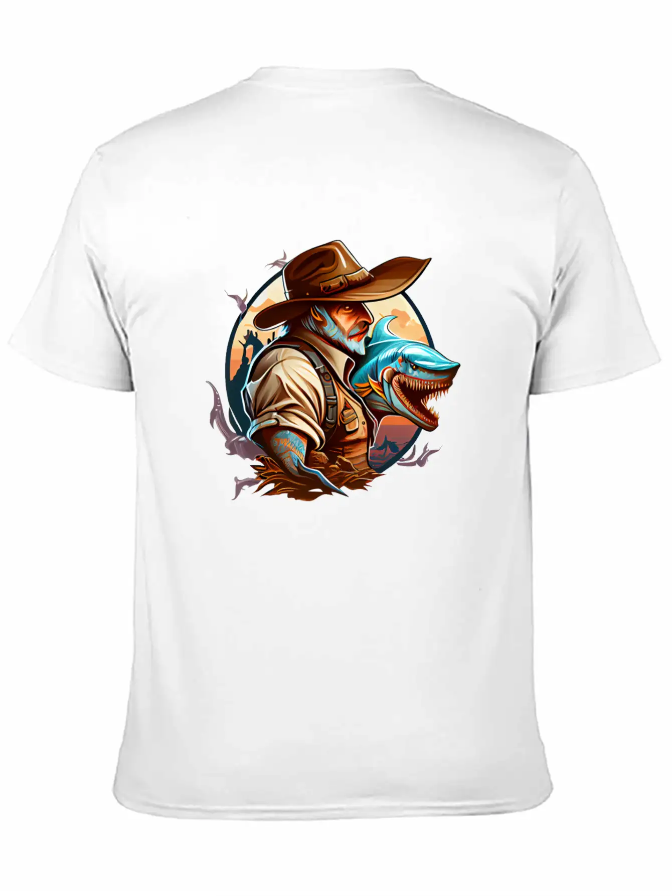 Shark Cowboy Stylish Everyday T-Shirt – Unisex Basic Cotton Tee