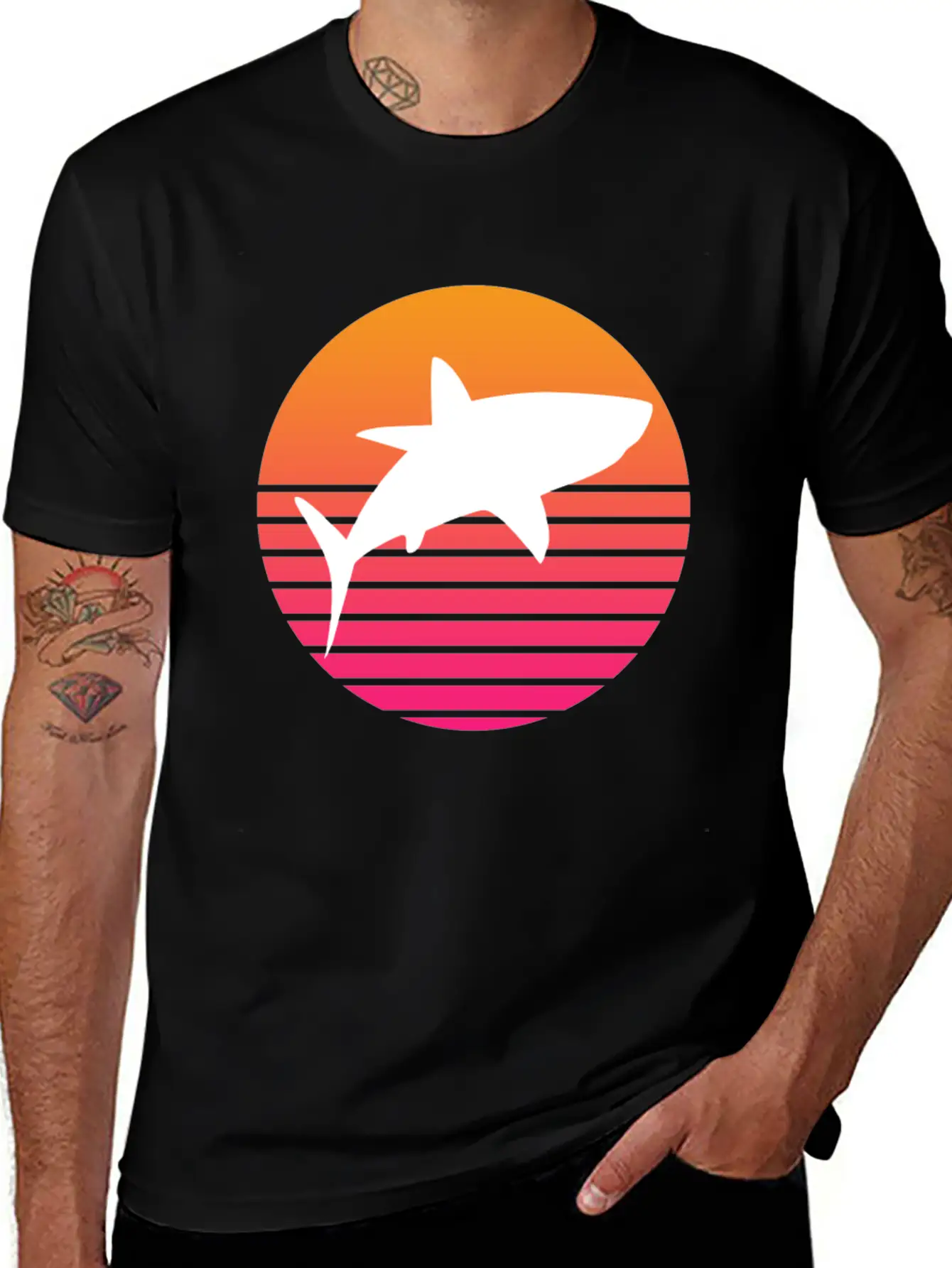 Shark Retro Shark Save The Sharks Unisex Short Sleeve Soft Cotton T-Shirt – Casual Everyday Wear